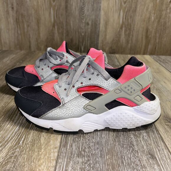 Nike Huarache Run Youth US Size 5Y Hot Punch Pink Wolf Gray 654280-600 Shoes - Picture 5 of 11